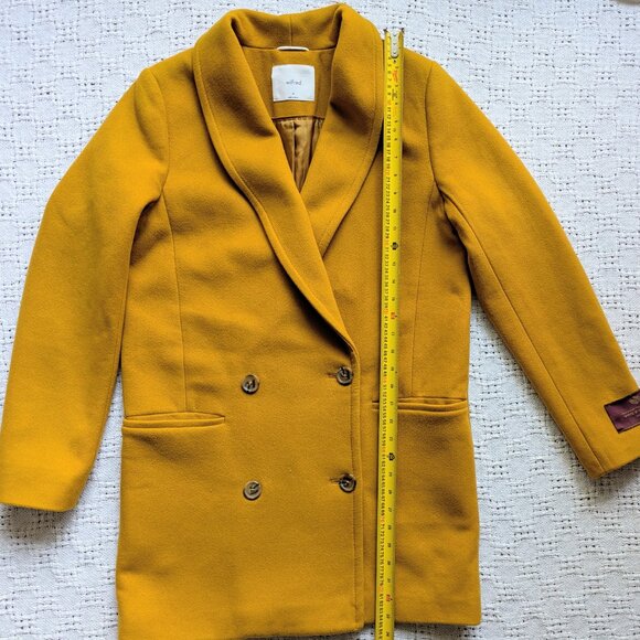 Aritzia WILFRED Wool Cashmere Blend Coat Women's Mustard Size M - Picture 9 of 9